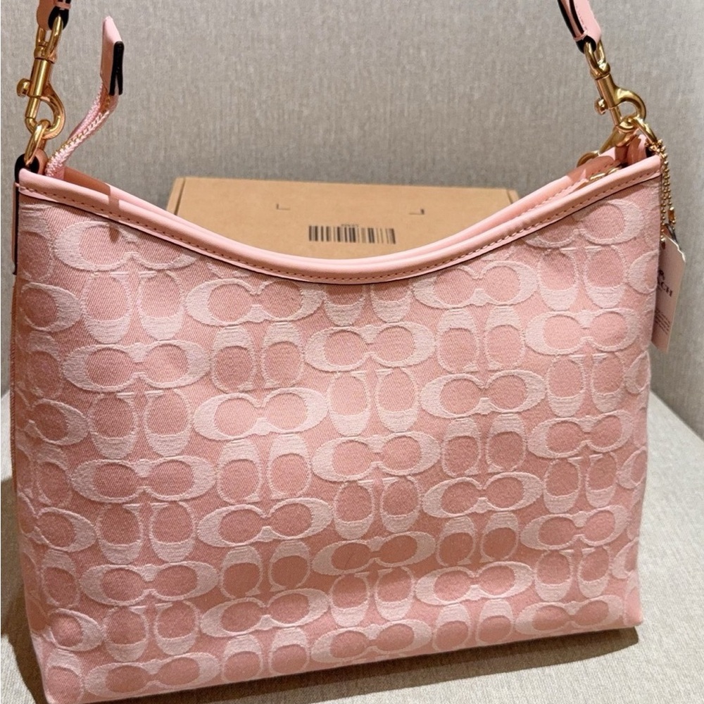 Coach Pink Signature Canvas Shoulder Bag with Strawberry Charm - Picture 4 of 9